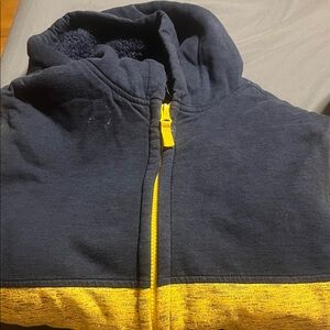 Navy and Yellow Zip-Up Hoodie